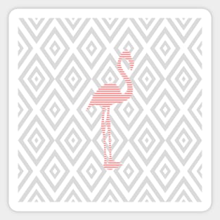 Abstract geometric pattern - gray and white - pink flamingo Sticker